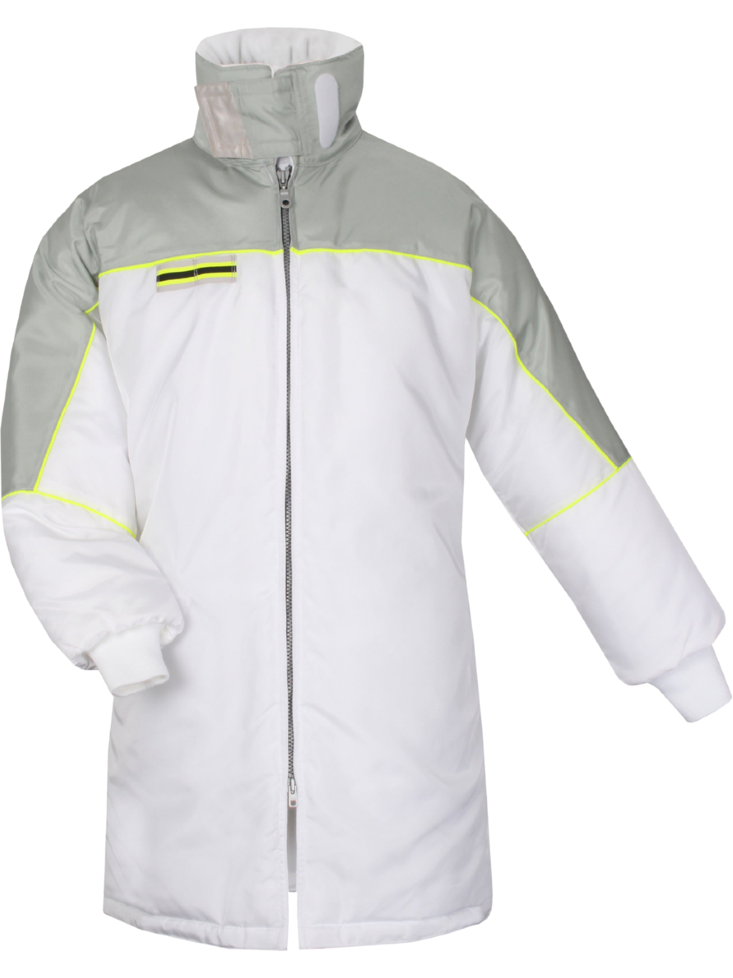 Besuchermantel Kälteschutz TEMPEX® HYGIENE Unisex Weiß/Grau Frontansicht