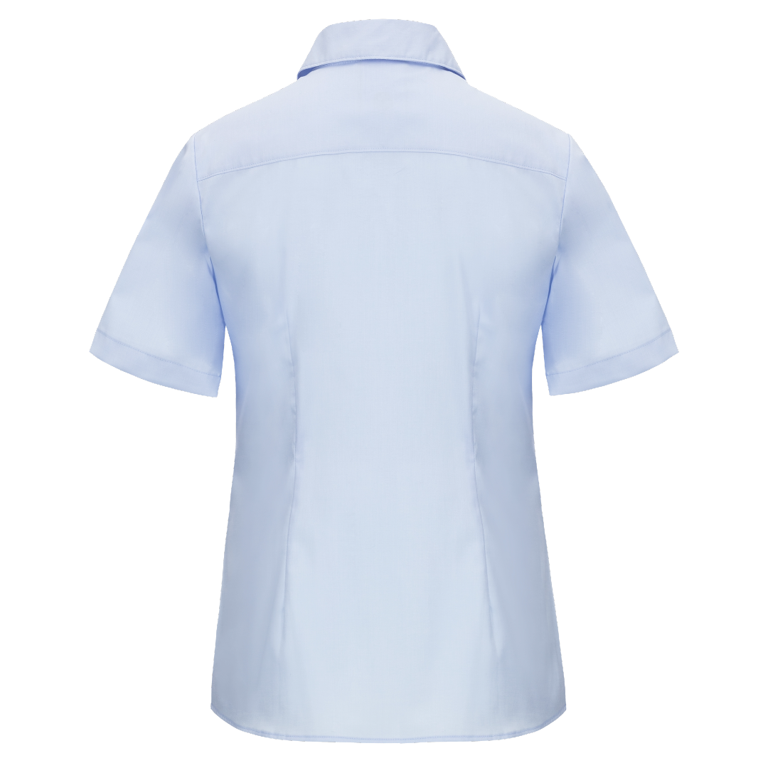 Kurzarm Damenbluse Hellblau Feuerwehr Klassik Rückansicht