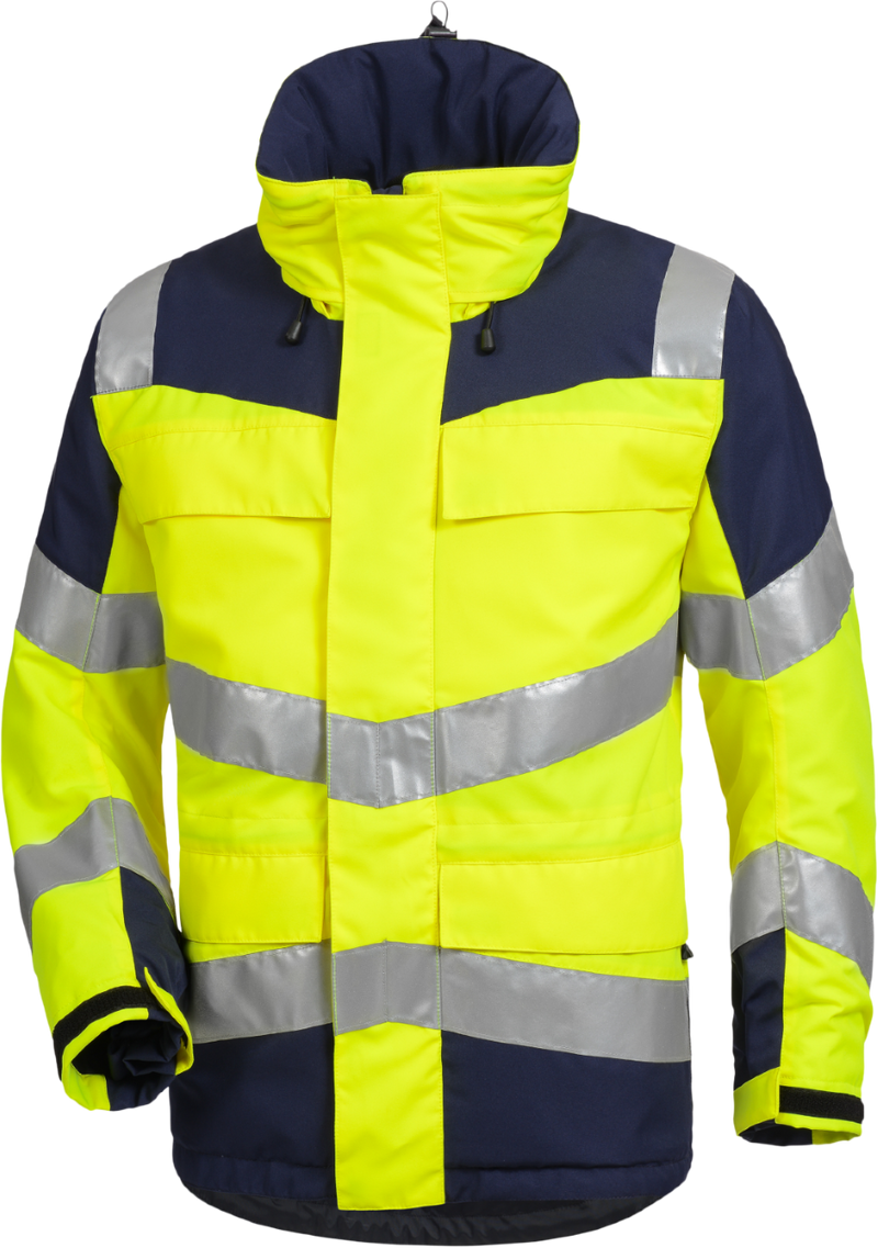 Jacke, Kaputze, Relfexstreifen, Floureszierend, Gelb, Schwarz, Regenjacke, Outdoor, Warnschutz, Wetterschutz