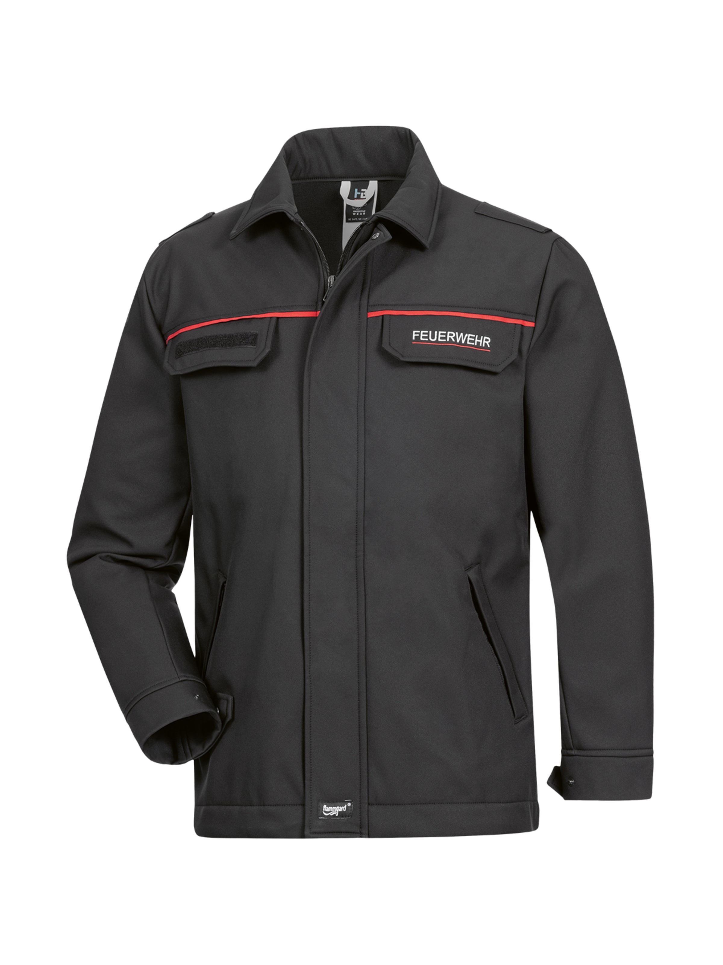 Softshelljacke rotes Netzfutter Feuerwehr Saarland Unisex Frontansicht